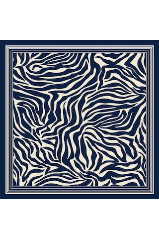 Tarzını Seç Mavi Zebra Fular / Bandana / Aksesuar 48x48 Cm
