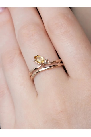 Uvelirnye Tradicii Doğal Sitrin Taşlı 925 Ayar Gümüş Yüzük 403021386 Gri