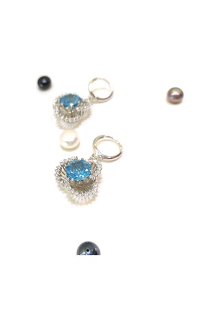 Altın Ürünler Sallanan Aqua Tek Taşlı Küpe  Küpe 14 Ayar Altın