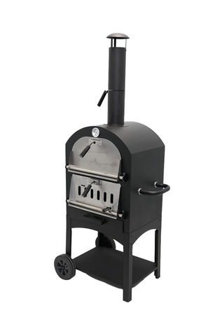 Çok Amaçlı Paslanmaz Çelik Barbekü Krom Kapaklı + Izgaralı Pizza Taşlı -ekmek-mangal Fırını 2625s Çok Renkli