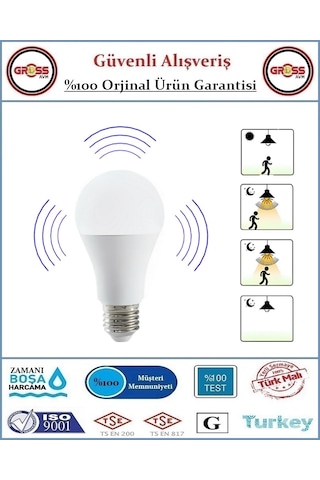 Cata Harekete Duyarlı Sensörlü Led Ampül 12 Watt - Beyaz 1 Ad
