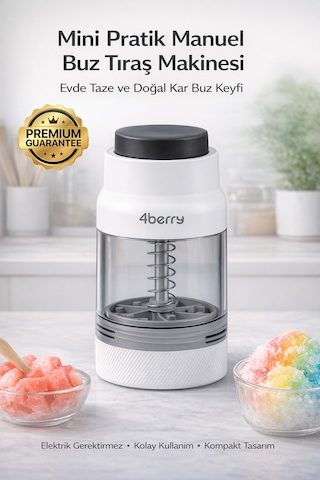 Mini Buz Kırıcı Ice Shaver Manuel, Bpa Free, Paslanmaz Çelik Bıçaklı, Taşınabilir Buz Rendesi Beyaz
