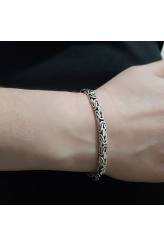 925 Ayar Gümüş Kare Kral Bileklik 4 Mm