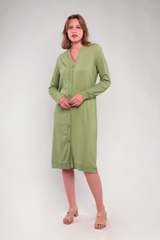 Gabria Ön Düğmeli Seul Uzun Hırka Haki