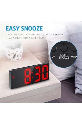 Criacr Dijital Alarm Saati Büyük Led Ekran, Usb/batarya, Tarih, Sıcaklık, Sesle Kontrol Siyah