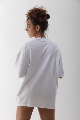 Oversize Beyaz Pamuklu Tişört Beyaz
