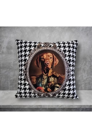 Vizsla Kral Köpek Kaz Ayağı Desen Kırlent Kılıfı Renkli