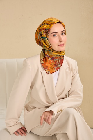 Silk Home Twill İpek Eşarp 11512-07 Koyu Turuncu Art Desen Koyu Turuncu