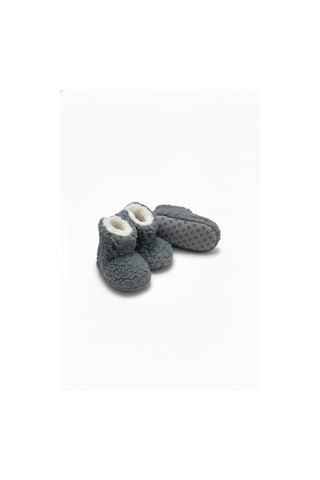 Balbeybi Unisex Gri Polar Çocuk Pandufu Yumuşak, Kaymaz, Tüylenmeyen Welsoft Patik Gri