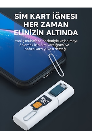 7 İn 1 Çok İşlevli Type-c Usb Micro Lightning Dönüştürücü Seyahat Seti Apple Uyumlu iPhone Android Pc Beyaz