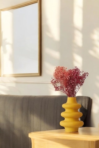 Dekoratif Vazo Obje Ev Dekorasyon Masa Üstü Dekor Vazo Model 5 Sarı Sarı