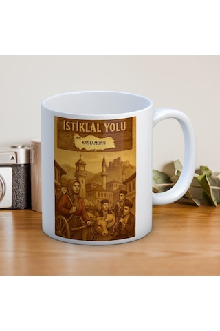 İstiklal Yolu Kastamonu Temalı Hediyelik Baskılı Kupa Beyaz