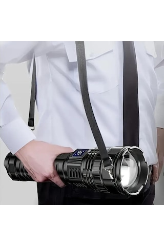 Valkyrie Ultra Güçlü Yüksek Parlaklık M80 Led Şarjlı El Feneri 6000mah Powerbank Siyah