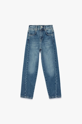 Koton Erkek Çocuk Beli Lastikli Düğmeli Rahat Kesim Denim Pantolon İndigo
