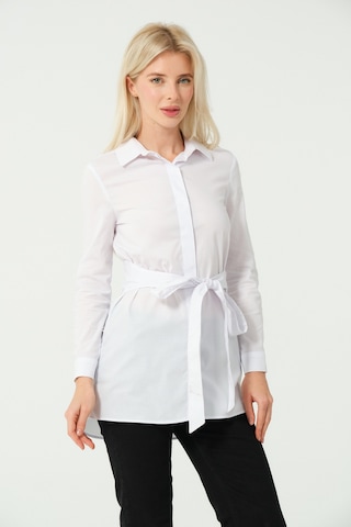 Bağcık Detay Tunik Gömlek Beyaz