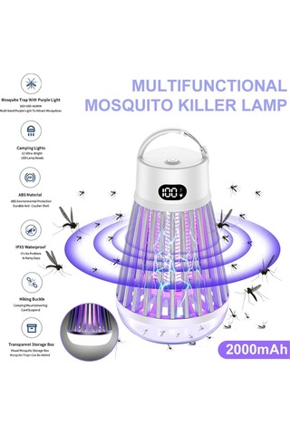 Jialan Lcd Elektrik Çarpması Sivrisinek Katili Lamba Tip-c Şarj