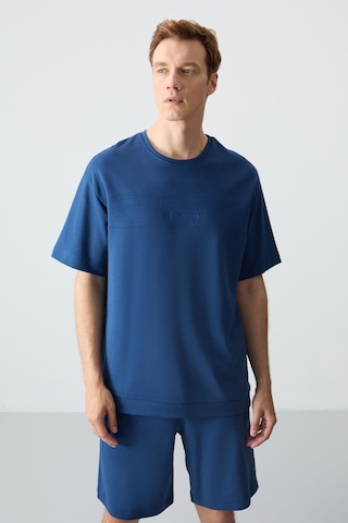 Tommy Life Parlament Pamuklu Kalın Yumuşak Dokulu Oversizefit Basic Erkek Şort Takım - 85257 Lacivert