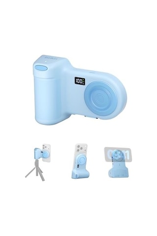 Stage Powergrip, Manyetik Kablosuz Şarjlı Kamera Tutacağı 9300 Mah, Geri Çekilebilir Usb-c Kablolu Power Bank, Bluetooth & Tripod Bağlantısı, Lcd Ekran, iPhone Uyumlu Ve Pixel İçin Şarj Cihazı