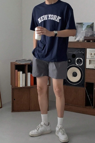 Erkek New York Baskılı Oversize Tshirt Lacivert
