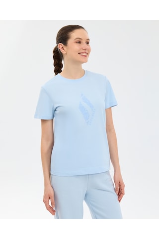 Skechers W Regular Fit Graphic T-shirt Kadın Mavi Tshirt S2610057-0721