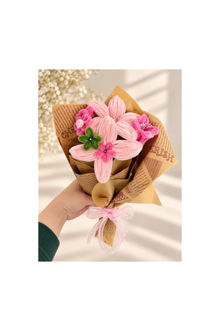 Hediyelik Pembe Şönil Çiçek Buketi Hediyelik Pembe Şönil Çiçek Buketi