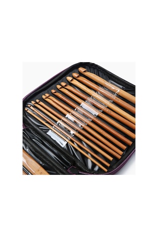 20 Parça Bambu Tığ Seti 1.0 Mm Den 10 Mm Ye Kadar Tüm Boylar Tek Pakette