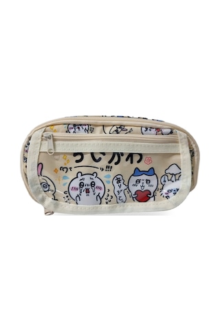 Chiikawa Ve Sanrio Temalı Çok Bölmeli Kalemlik - Çok Fonksiyonlu Fermuarlı Kalemlik Sarı