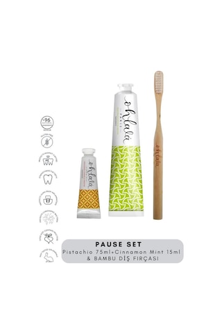 Ohlala Pistachio Mint 75ml + Cinnamon Mint 15 Ml + Bambu Diş Fırçası Pause Set