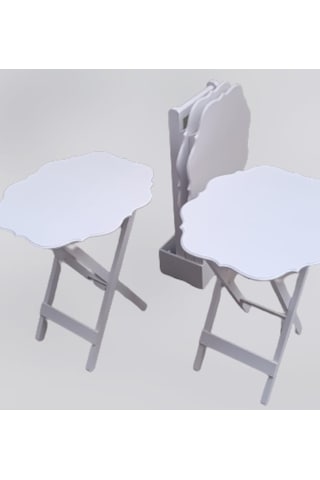 1448bng90094çanta Zigon Sehpa Yonca Takım 4lü Model Ahşap Mdf Parlak Beyaz Lake Renk El Yapım