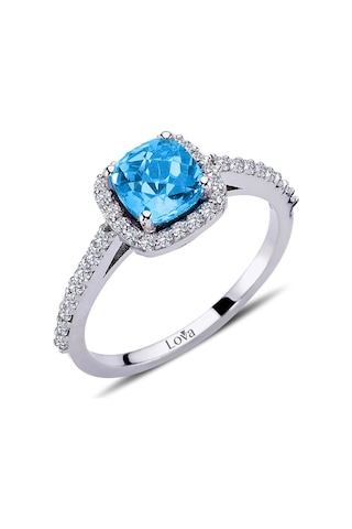 Lova Pırlantalı Kuşin Blue Topaz Yüzük - 1050217