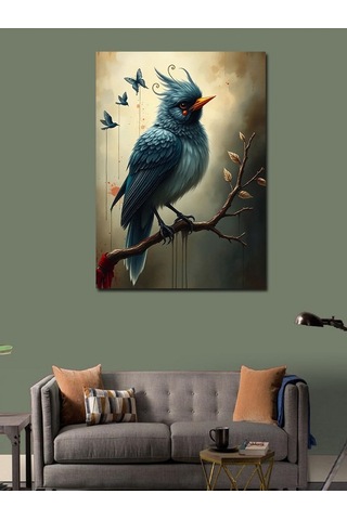 Kanvas Tablo Daldaki Mavi Kuş 50cmx70cm