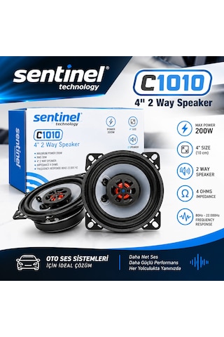 Sentinel C1010 Oto Hoparlör 200w 10cm