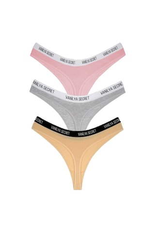 Vanilya Secret Kadın Beli Bant Lastikli Pamuklu Tanga 3'Lü Paket Pembe Vanilya Secret Kadın Beli Bant Lastikli Pamuklu Tanga 3'Lü Paket Pembe