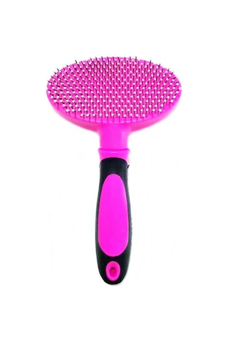 Özel Tasarım İnce Telli Tüy Tarama Kedi Fırçası 16 Cm - Pembe