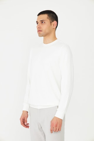 White Stone Beyaz Basic Bisiklet Yaka Erkek Sweatshirt Beyaz