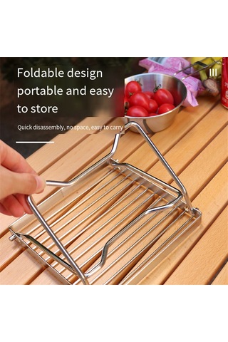 Katlanır Kamp Ateşi Izgarası Taşınabilir Paslanmaz Çelik Kamp Izgarası Izgarası Gümüş