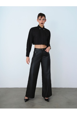 LOFT Loose Fit Kadın Gömlek U.kol Lf2040304 Q1.v1 Siyah