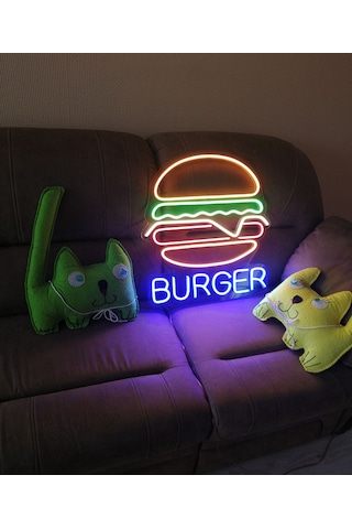 Led Işıklı Burger Hamburger Duvar Tablo Led Işıklı Burger Hamburger Duvar Tablo