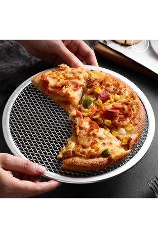 9 İnç Alüminyum Dikişsiz Kenarlı Pizza Pişirme Ekranı Gümüş