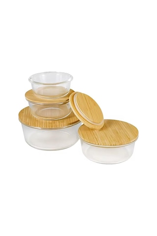 Orret Home Bambu Kapaklı Vakumlu Cam Saklama Kabı Seti Yuvarlak, Kare Ve Dikdörtgen Gıda Saklama K Sku: Smg8690010185105 Açık Gri