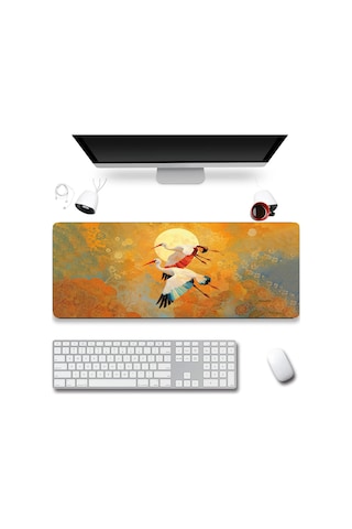SonicTouch Klavye Mousepad 32x70cm Dikişsiz Kaymaz Taban Vefanın Kanatları Leylek Temalı