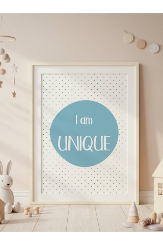 I Am Unique Dijital Baskı Poster Mavi Çerçevesiz