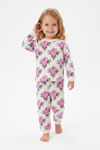 Modanıno %100 Pamuk Ve Baskılı Kız Çocuk Pijama Takımı 9-36 Ay 12741ıs Beyaz