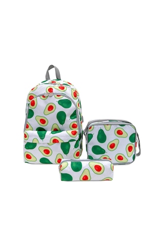 Superbag Kız Erkek Çocuk Ilkokul Çantası Avakado Desenli Sırt Çantası Beslenmelik Ve Kalemlik 3'lü