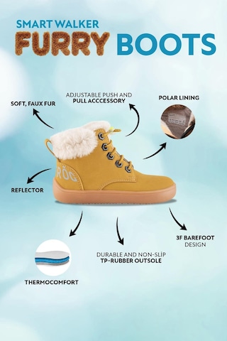 Hopfrög Furry Boots Sarı Nubuk Barefoot Çocuk Botu Sarı