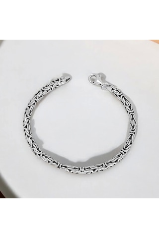 İpek Silver 925 Ayar Gümüş Kare Bileklik 6 Mm