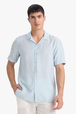 Defacto Modern Fit Yazlık Polo Yaka Basic Düz Kısa Kollu Gömlek V8406az25smbe215 Mavi
