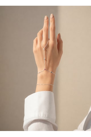 Valmont Accessories Kadın Gümüş Renk Renkli Taş Detaylı Minimal Şahmeran