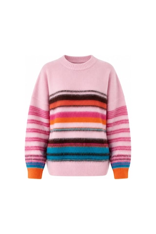 Laluvia Pembe Çok Renkli Çizgili Yumoş Kazak - 10201