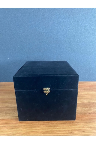 Kadife Kaplı Kaliteli Çeyiz Bohça Ahşap Kutusu 22x22,5x17cm